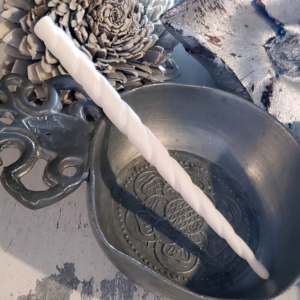 Handcrafted Avant Garde India Off White Carved Twisted Buffalo Bone Hair Stick